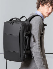 Expandable travel backpack 37L to 45L capacity
Waterproof business travel backpack design
Travel backpack with 180 degree opening
Expandable backpack showing 37L and 45L sizes
USB charging port travel backpack
Anti theft backpack with hidden pocket
Breathable padded back travel backpack
Carry on travel backpack on suitcase handle

